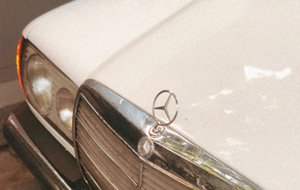 cream vintage mercedes bens